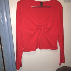 Red long sleeve crop top